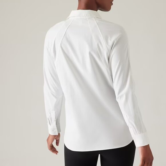 Athleta Relaxed Poplin Button Down Dusk Violet M - Picture 11 of 16